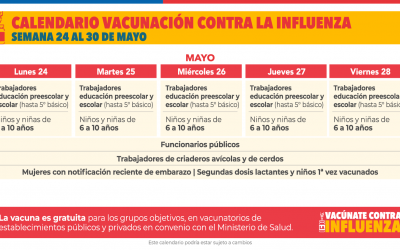 Vacunación contra la Influenza, Lunes 24 al Viernes 28 de Mayo.