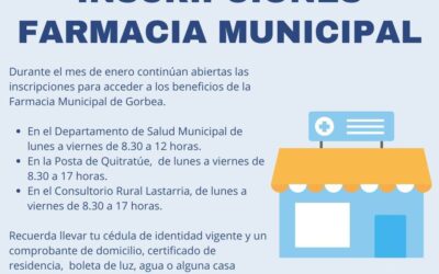 Continúan abiertas las inscripciones para la Farmacia Municipal
